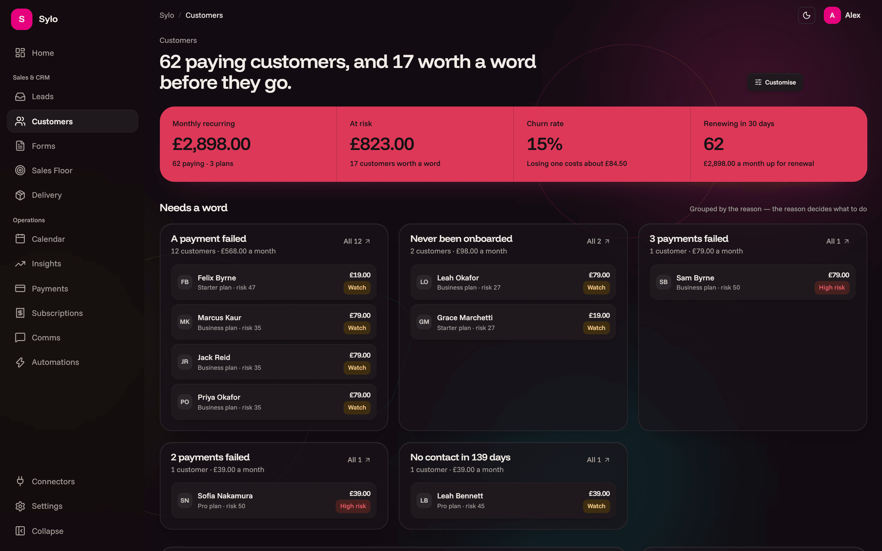 Customers worth a word, grouped by the reason